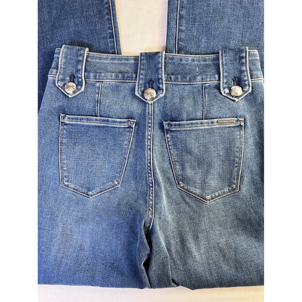 White House Black Market High Rise Wide Leg Sailor Button Jeans Montauk Blue 4R - Picture 13 of 16